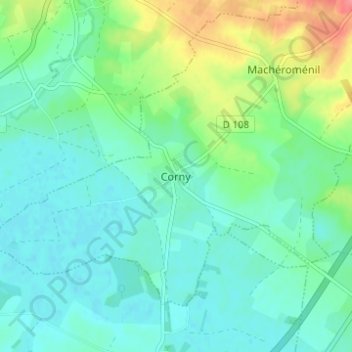 Mappa topografica Corny, altitudine, rilievo