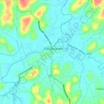 Mappa topografica Panamaram, altitudine, rilievo