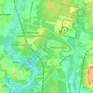 Mappa topografica Drögenheide, altitudine, rilievo