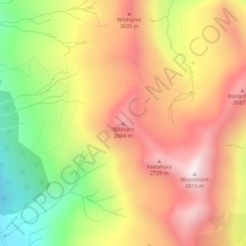 Mappa topografica Tällihorn, altitudine, rilievo