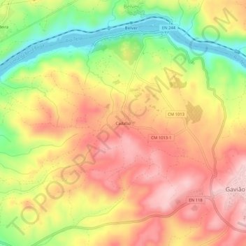 Mappa topografica Cadafaz, altitudine, rilievo