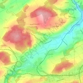 Mappa topografica Lossy, altitudine, rilievo
