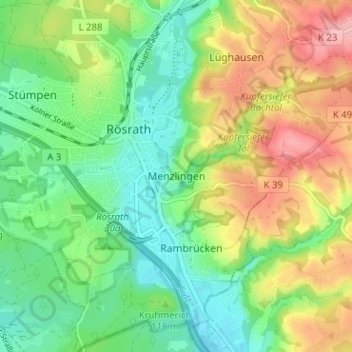 Mappa topografica Menzlingen, altitudine, rilievo