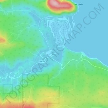 Mappa topografica Pysht, altitudine, rilievo