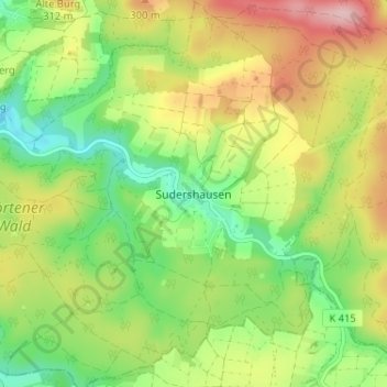 Mappa topografica Sudershausen, altitudine, rilievo