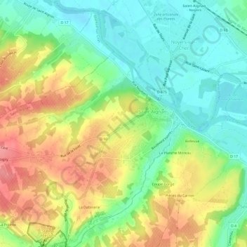 Mappa topografica Route du Blanc, altitudine, rilievo