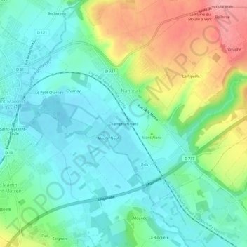 Mappa topografica Champmarchand, altitudine, rilievo
