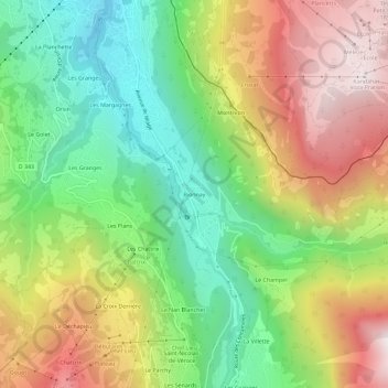 Mappa topografica Bionnay, altitudine, rilievo
