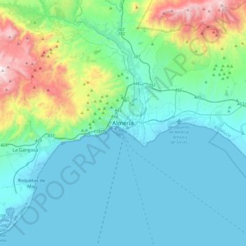 Mappa topografica Almería, altitudine, rilievo