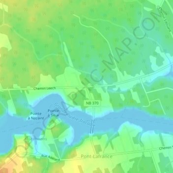 Mappa topografica Leech, altitudine, rilievo