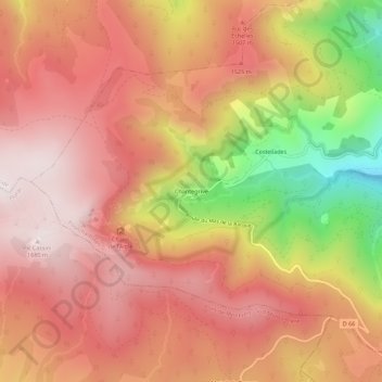 Mappa topografica Chantegrive, altitudine, rilievo
