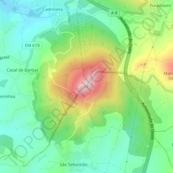 Mappa topografica Senhora do Socorro, altitudine, rilievo
