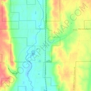 Mappa topografica Frederic, altitudine, rilievo