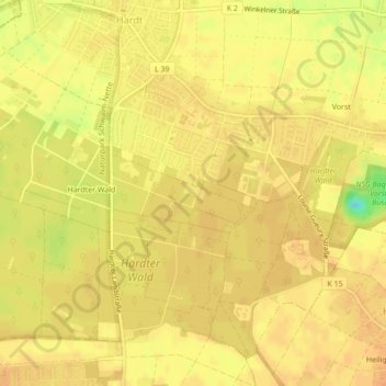 Mappa topografica Ginsterweg, altitudine, rilievo