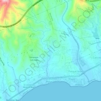 Mappa topografica La Resina, altitudine, rilievo