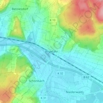 Mappa topografica Anzefahr, altitudine, rilievo