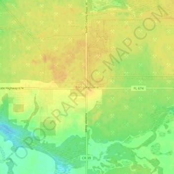 Mappa topografica Fort Lonesome, altitudine, rilievo