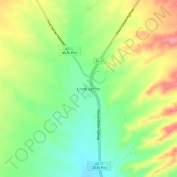 Mappa topografica Oracle Junction, altitudine, rilievo