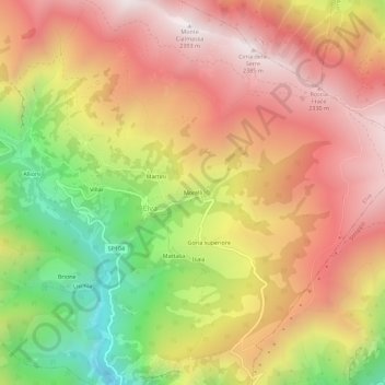 Mappa topografica Morelli, altitudine, rilievo