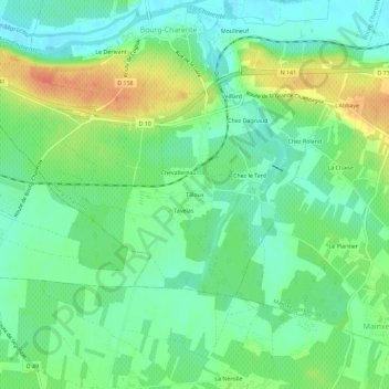 Mappa topografica Tilloux, altitudine, rilievo