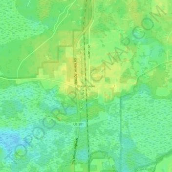 Mappa topografica Island Grove, altitudine, rilievo