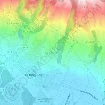Mappa topografica Le Lambert, altitudine, rilievo