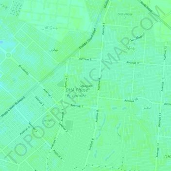Mappa topografica Ghugian, altitudine, rilievo