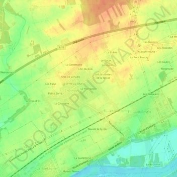 Mappa topografica Le Pré Hatton, altitudine, rilievo