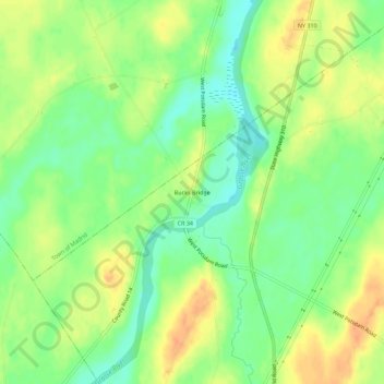 Mappa topografica Bucks Bridge, altitudine, rilievo