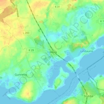 Mappa topografica Lindau, altitudine, rilievo