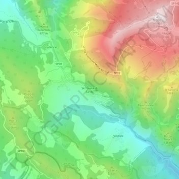 Mappa topografica Serravalle di Carda, altitudine, rilievo