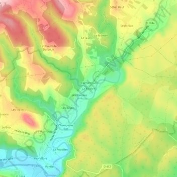 Mappa topografica La Ribeyre, altitudine, rilievo