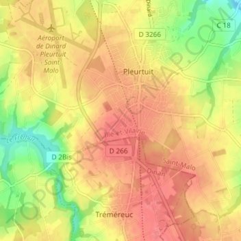 Mappa topografica Saint-Jouan, altitudine, rilievo