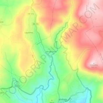 Mappa topografica Rio de Fornos, altitudine, rilievo