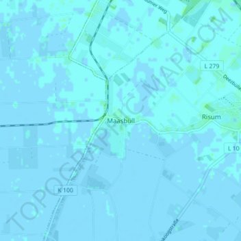Mappa topografica Maasbüll, altitudine, rilievo