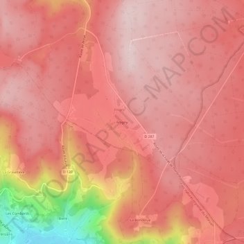 Mappa topografica Fragny, altitudine, rilievo