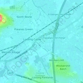 Mappa topografica West Wick, altitudine, rilievo