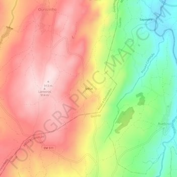 Mappa topografica Telhal, altitudine, rilievo