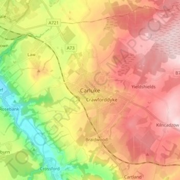 Mappa topografica Carluke, altitudine, rilievo