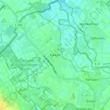 Mappa topografica Karken, altitudine, rilievo