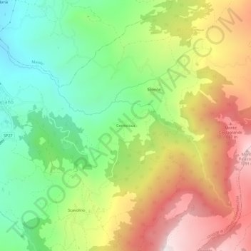 Mappa topografica Cermitosa, altitudine, rilievo