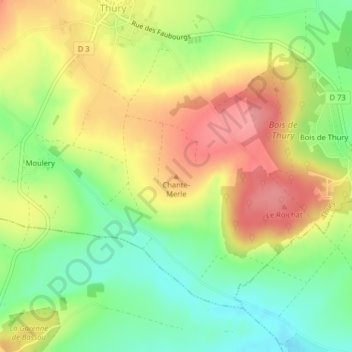 Mappa topografica Chante-Merle, altitudine, rilievo