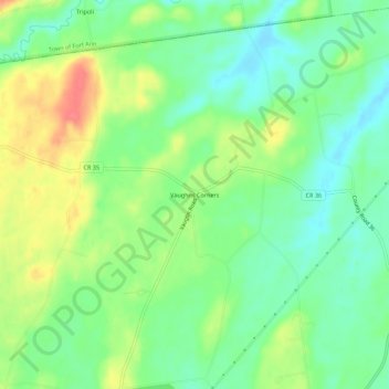 Mappa topografica Vaughns Corners, altitudine, rilievo