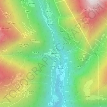 Mappa topografica Cagnoletti, altitudine, rilievo
