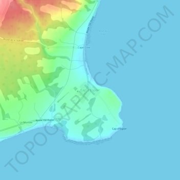 Mappa topografica Cap d'Espoir, altitudine, rilievo