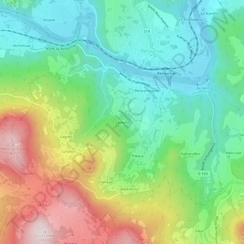 Mappa topografica Daveyne, altitudine, rilievo