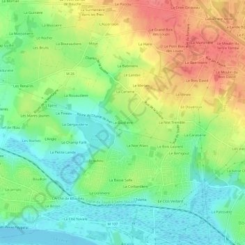 Mappa topografica La Bazillière, altitudine, rilievo