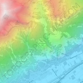 Mappa topografica Chiboz, altitudine, rilievo