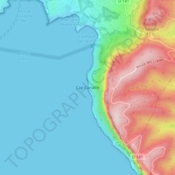 Mappa topografica Cap Canaille, altitudine, rilievo