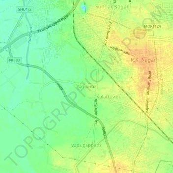 Mappa topografica Sattanur, altitudine, rilievo